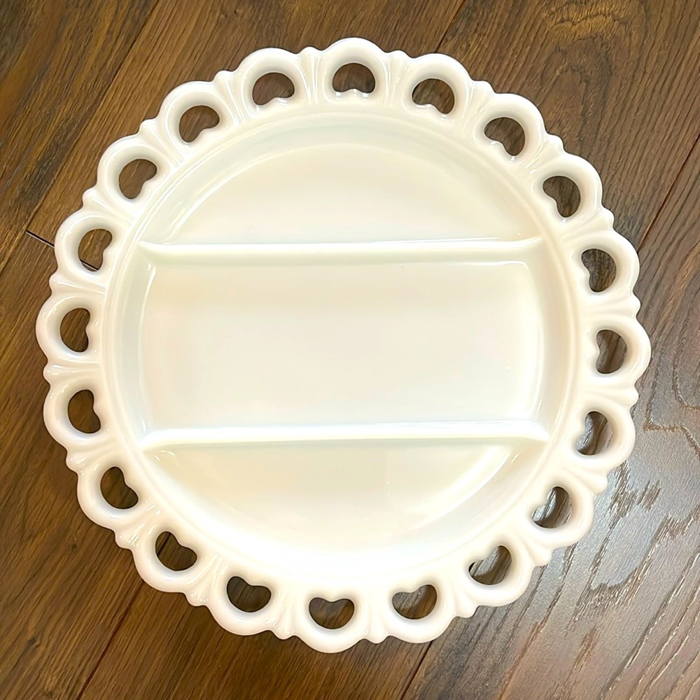 Vintage Milk Glass Serving Platter